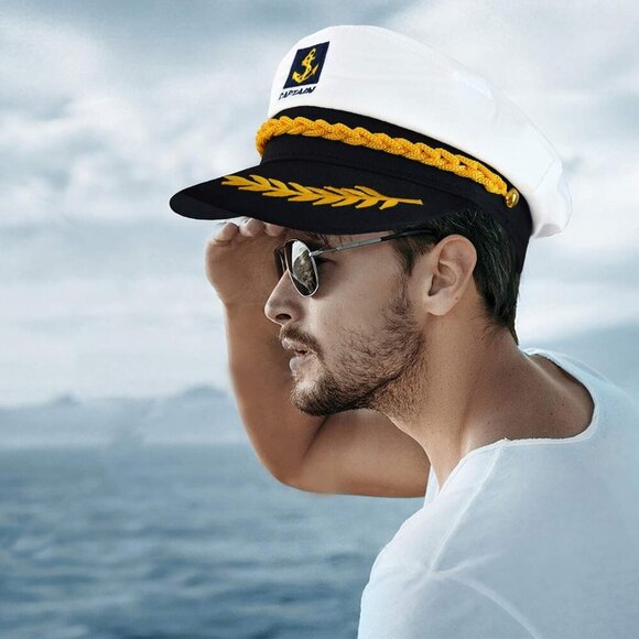 Sailor Captain Hat Cotton Unisex Adjustable Nautical Costume Accessory - Picture 6 of 8